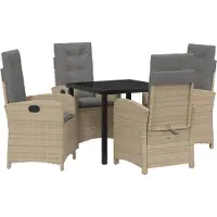 vidaXL Trädgårdsmöbelset med kudde 5 pcs Beige konstrotting
