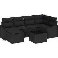 vidaXL Trädgårdsmöbelset med kudde med lagring 7 pcs Svart