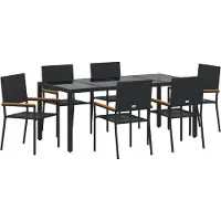 vidaXL Trädgårdsmöbelset 7 pcs Svart konstrotting