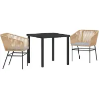 vidaXL Trädgårdsmöbelset 3 pcs Brun Poly rattan