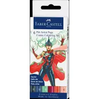 Faber-Castell 267196, Pigmentbaserat bläck, Beige, Blå, Grön, Indigo, Rosa, Röd, Multifärg, papper, Blåsa, 6 styck