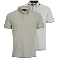 Jack & Jones T-shirt 'JJEPaulos' mörkbeige / ljusgrå / svart / vit