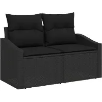 vidaXL Trädgårdsoffa med kudde 123 x 62 x 69 cm konstrotting