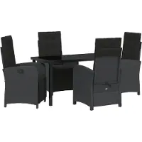 vidaXL Trädgårdsmöbelset med kudde 5 pcs Svart konstrotting