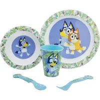 Stor Plate-bowl-glass-spoon And Fork Bluey Servis