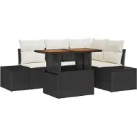 vidaXL Trädgårdsoffset med lagring 5 pcs Svart Poly rattan