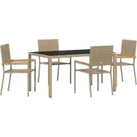 vidaXL Trädgårdsmöbelset 5 pcs Beige konstrotting