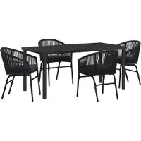 vidaXL Trädgårdsmöbelset 5 pcs Svart Poly rattan