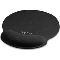 DeLOCK ergonomisk musmatta med handledsstöd, rund, svart