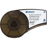 Brady M21-375-C-342 värmekrympslang | svart text - vit tejp | 16,38mm x 2,10m (original)