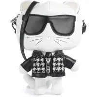 Karl Lagerfeld Axelremsväska 'IKON-Choupette' ecru / svart / vit