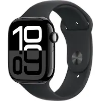 Apple Watch Series 10 (GPS + Cellular) - 46 mm - jet black aluminium - smart klocka med sportband - fluoroelastomer - svart - bandstorlek: M/L - 64 GB - LTE, Wi-Fi 4, UWB, Bluetooth - 4G - 35.3 g