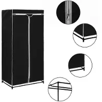 vidaXL Garderob svart 75x50x160 cm