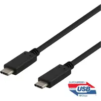 Deltaco USBC-1402 - USB-kabel - 24 pin USB-C (hane) till 24 pin USB-C (hane) - USB 3.1 Gen 2 - 1 m - svart