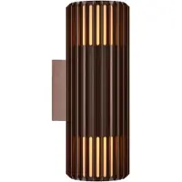 Nordlux Vägglampa utomhus Aludra Double, dimbar, Brun / rost, Aluminium / grå / zink, Utomhusvägglampa