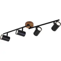 Briloner Wood & Style 2920 takspotlight, 4 lampor 2920, dimbar, Svart, Vardagsrum / matsal, Metall, Modern, Spotlight