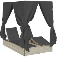 vidaXL Dubbel solstol Ljusgrå 205 x 129 x 200 cm konstrotting