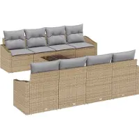 vidaXL Soffset med kudde med lagring 7 pcs Beige och Grå konstrotting