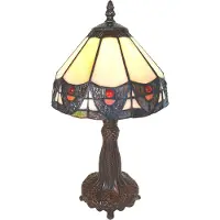 Clayre & Eef Tiffany bordslampa 5LL-6108, Brun / rost, Vardagsrum / matsal, Syntetmaterial, Tiffany, Bordslampa