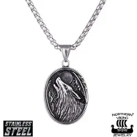 Northern Viking Jewelry Wolf & Moon halsband NVJRS119