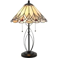 Clayre & Eef Tiffany bordslampa 5186, Creme / bärnsten, Vardagsrum / matsal, Glas, Tiffany, Bordslampa