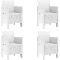 vidaXL Trädgård Stol med kudde 4 pcs Vit 53 x 49 x 85 cm Polypropylen