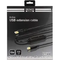 Deltaco PRIME USB 2.0 kabel Typ A hane - Typ B hane, aktiv, 10m, svart
