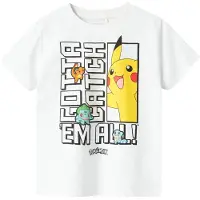 Name it T-shirt - NkmFlame Pokémon - Bright White - - 7-8 år (122-128) - T-shirt