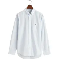 Gant för män. 3000140 Poplinskjorta Regular Fit Banker Stripe ljusblå (XL), Casual, Bomull, Lång ärm