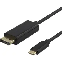 Deltaco USB-C till DisplayPort-kabel, 2m, 4K 60Hz, svart