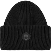 KnowledgeCotton Apparel Wool badge beanie Black Jet