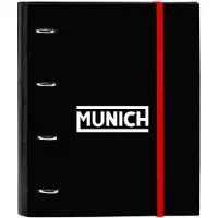Munich Classeur 4 anneaux - - 35 mm - 100 feuilles A4 - 27x3,5x32 cm - Noir - Polyester - Quadrillage 5x5 mm
