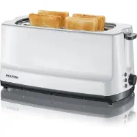 Severin START AT 2234 - Toaster - 4 Scheibe - 2 Steckplatz Brödrost långt fack med brödvärmare Vit, Grå