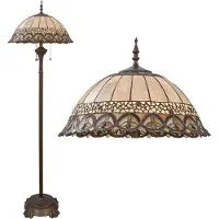 Clayre & Eef Tiffany golvlampa FRIDA, Brun / rost, Vardagsrum / matsal, Glas, Tiffany, Golvlampa