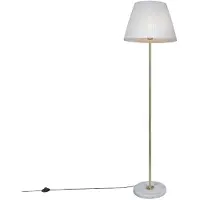 QAZQA Retro golvlampa mässing med plisserad skärm grädde 45 cm - Kaso