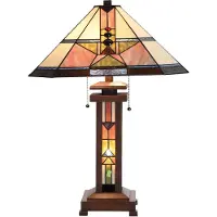 Clayre & Eef Tiffany bordslampa LEONDRA, Multifärgad, Vardagsrum / matsal, Glas, Tiffany, Bordslampa