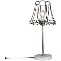 QAZQA Retro bordslampa mässing med Granny Frame svart 25 cm - Kaso