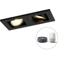 QAZQA Modern smart infälld spotlight svart inkl. 2 Wifi GU10 - Qure