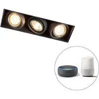 QAZQA Modern smart infälld spotlight svart trimlös inkl. 3 GU10 Wifi - Oneon 3