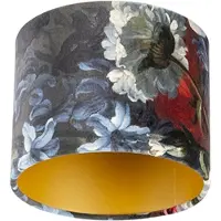QAZQA Sammetslampskärm med blommig design 18/18/14 guld inuti