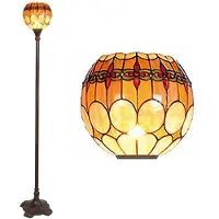 Clayre & Eef Tiffany golvlampa NILEY, Gul / orange, Vardagsrum / matsal, Glas, Tiffany, Golvlampa