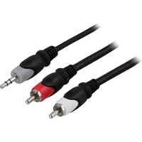 Deltaco Ljudkabel 3,5mm ha - 2xRCA ha 15m (MM-144)