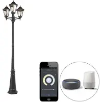 QAZQA Smart utomhuslykta svart 3-ljus inkl. WiFi ST64 - New Orleans