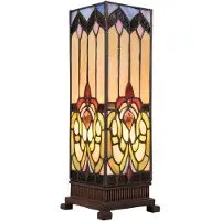 Clayre & Eef Bordslampa 5906 med färgad glasskärm, Multifärgad, Vardagsrum / matsal, Glas, Tiffany, Bordslampa