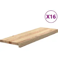 vidaXL Trappstegsmattor 16 pcs obehandlad 80x25x2 cm massiv ek