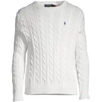 Ralph Lauren för män. 710775885033 Bomullsjersey i vit ecru stickad jersey (XL), Casual