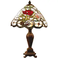 Clayre & Eef Tiffany bordslampa FLORA, Multifärgad, Vardagsrum / matsal, Glas, Tiffany, Bordslampa