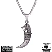 Northern Viking Jewelry NVJRS025 halsband Fenrir Wolf Head