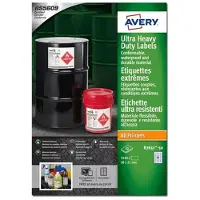 Avery B7651-50, Vit, Rektangel, Permanent, 38 x 21 mm, A4, Teslin
