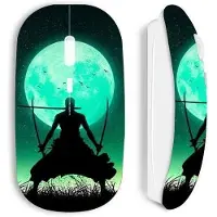 MANIACASE Souris sans fil blanche roronoa zoro triple épée pleine lune